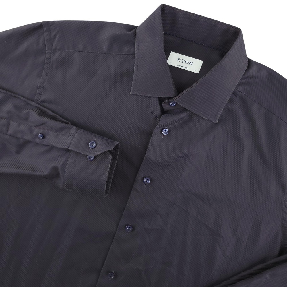 Eton Dress Shirt Mens‎ 17 34/35 Purple Solid Regular Fit Long Sleeve Cotton